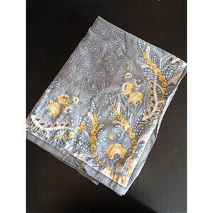 Williams Sonoma Floral 85"x64" Rectangle Tablecloth Blue Yellow Gold Cotton Boho